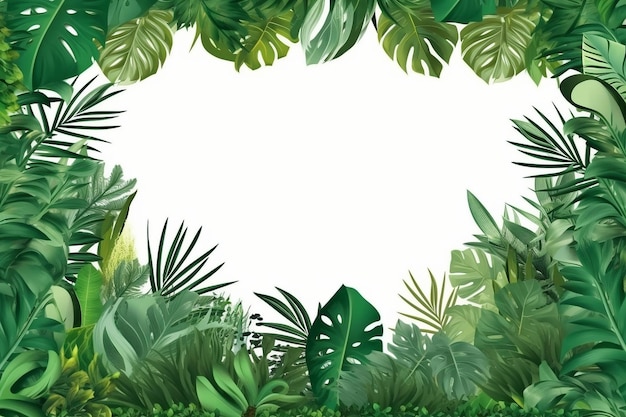 feuilles vertes nature cadre frontière de tropical