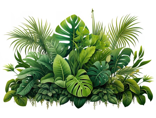 Feuilles vertes de plantes tropicales arbuste palmier Monstera plante de caoutchouc pin génératif Ai