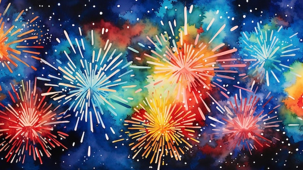 Feux d'artifice abstraits aquarelle