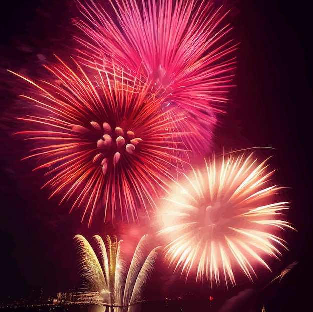 Feux d'artifice abstraits s'allument dans le ciel concept de célébration