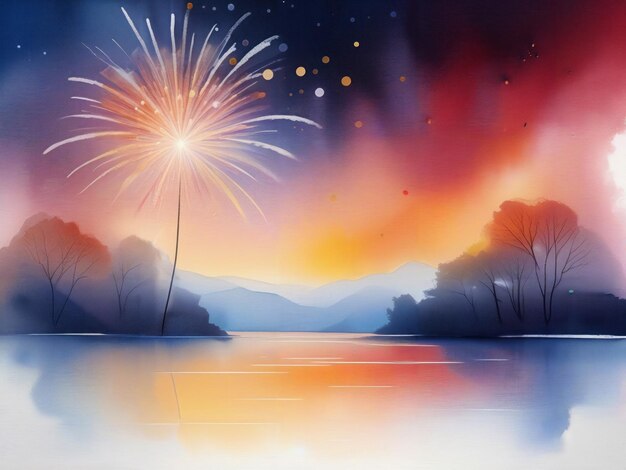 feux d'artifice aquarelles arrière-plan