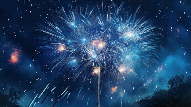 Feux d'artifice bleus pour les célébrations AI générative