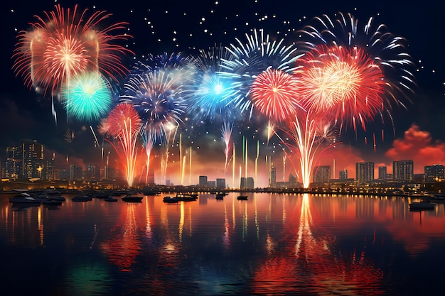 Des feux d'artifice colorés en arrière-plan