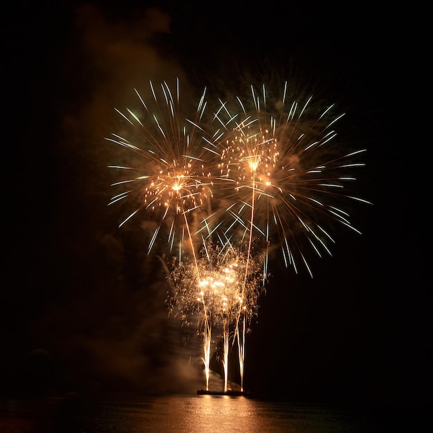 Feux d'artifice colorés sur le ciel noir