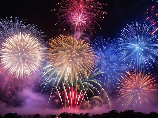 Des feux d'artifice colorés dans un fond isolé