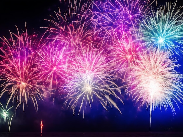 Des feux d'artifice colorés dans un fond isolé