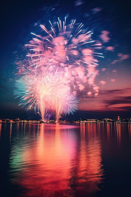 Des feux d'artifice colorés