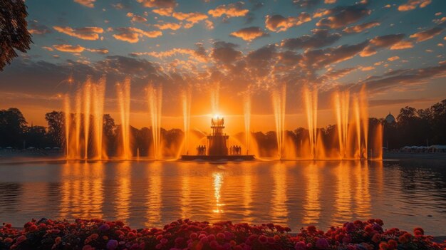 Photo des feux d'artifice dans l'olympiapark lors du festival sommernachtstraum à munich