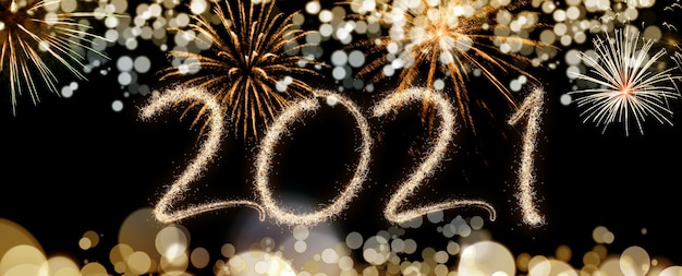 Photo feux d'artifice du nouvel an 2021, joyeuses fêtes et concept de nouvel an