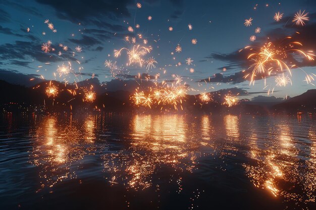 Des feux d'artifice sur l'eau