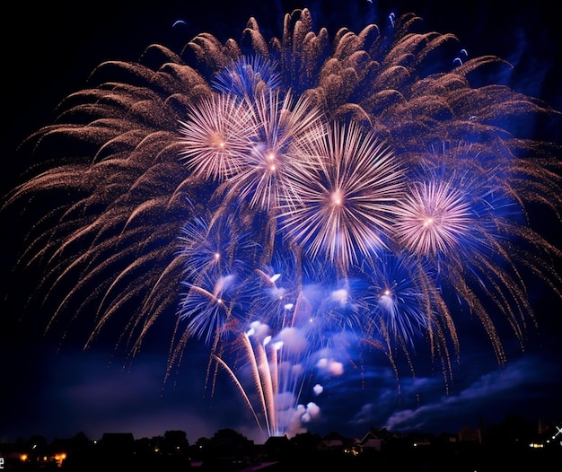 Les feux d'artifice éclairent le ciel du soir.