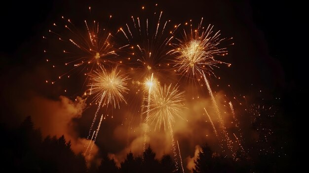 Des feux d'artifice éclatants éclairent le ciel nocturne