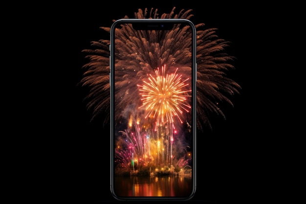 Les feux d'artifice sur écran mobile célèbrent Generate Ai