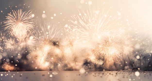 Feux d'artifice sur fond argenté