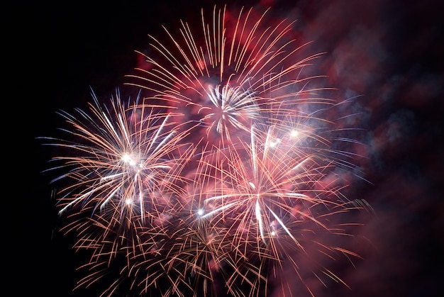 Feux d'artifice avec fond de ciel noir