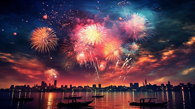 Des feux d'artifice incroyables et colorés