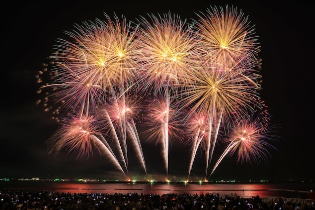 Feux d'artifice internationaux au Pattaya International Fireworks Festival novembre 2021 à Pattaya en Thaïlande