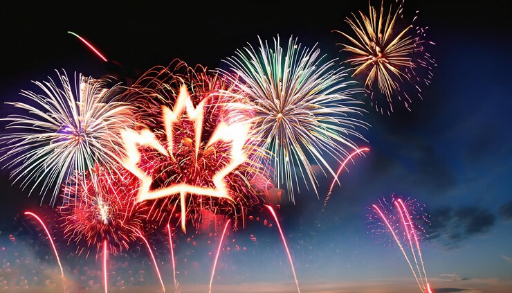 Photo feux d'artifice le jour du canada