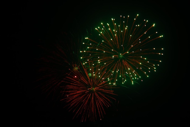 Feux d'artifice multicolores sur fond de ciel nocturne.