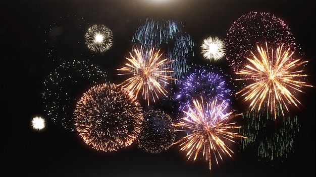 feux d'artifice réalistes et salut