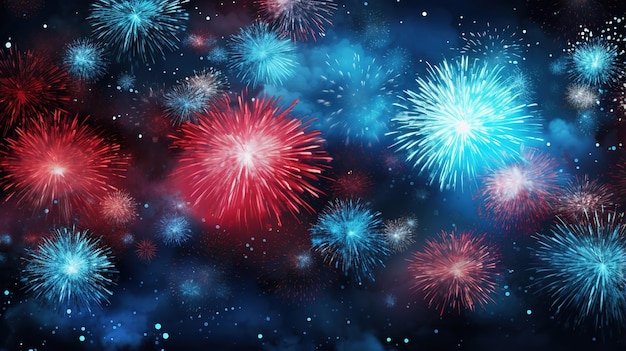 Photo des feux d'artifice rouges, bleus et blancs