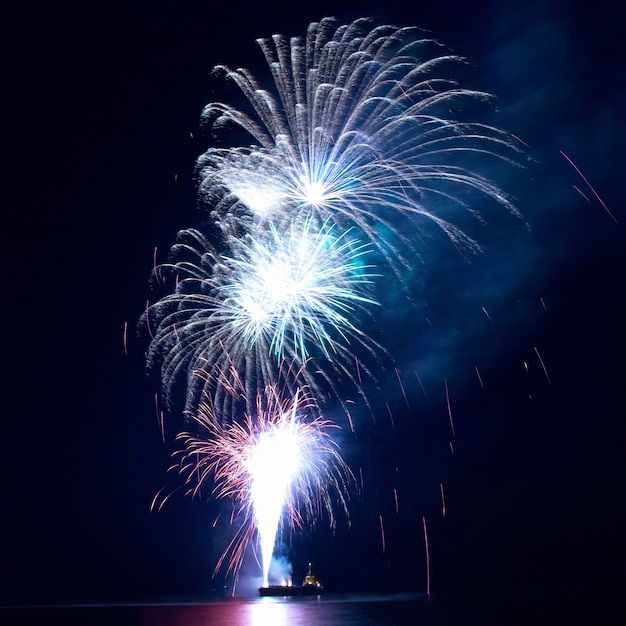 Feux d'artifice, saluez avec le fond de ciel noir