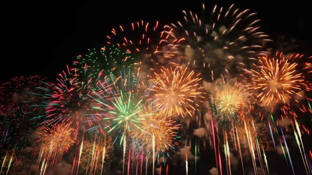 Des feux d'artifice sont allumés dans le ciel nocturne.