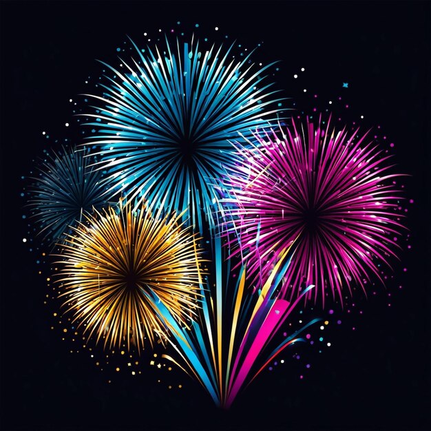 feux d'artifice vectoriels illustration de la nouvelle année