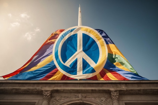 Photo février 2018 berlin le logo du symbole de la paix composé de fleurs