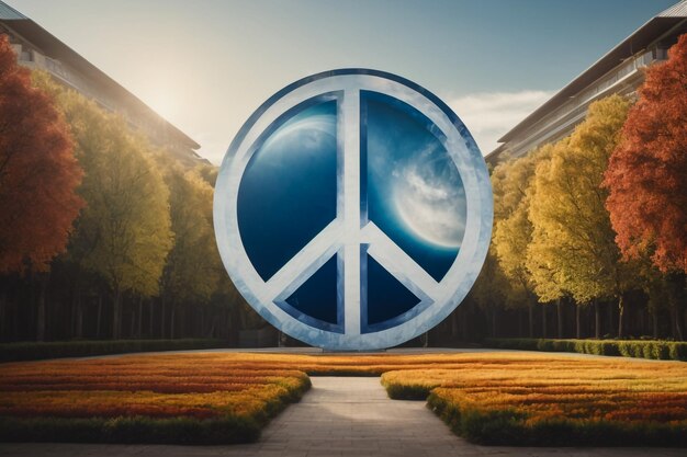 Photo février 2018 berlin le logo du symbole de la paix composé de fleurs