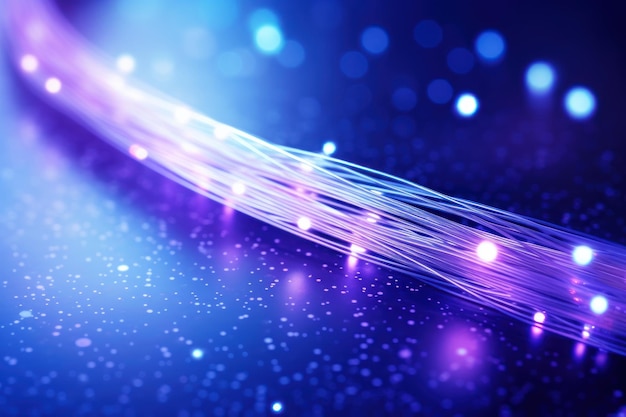 Fibre optique abstract background Purple Blue Data Internet Technology Cable AI généré