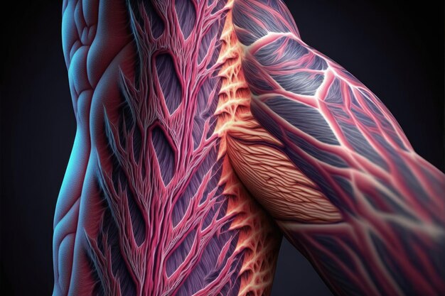Fibres musculaires du gros plan de la peau de l'homme du bras créées avec une IA générative