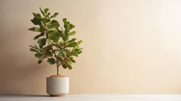 Ficus lyrata fond minimaliste Illustration AI GenerativexA