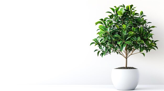 Ficus de plante d'intérieur dans un pot blanc sur un fond blanc copier l'espace généré par l'IA