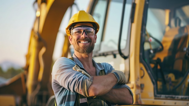 Un fier contremaître de construction sur un chantier industriel