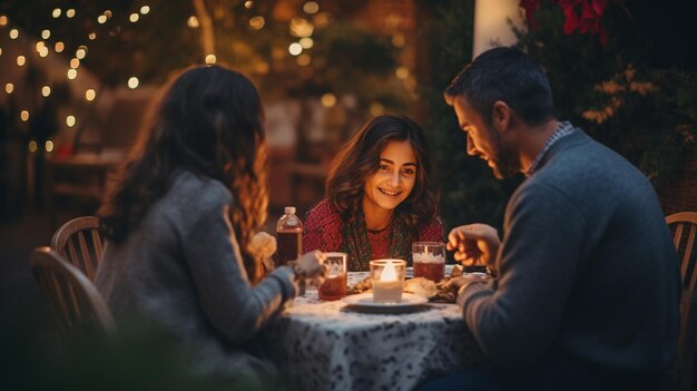 Photo fiesta familiar hispana con felicidad y estilo acogedor ambiente navideo festivo (fête familière espagnole avec bonheur et style)