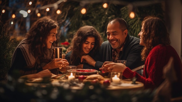 Fiesta familiar hispana con felicidad y estilo acogedor ambiente navideo festivo (Fête familière espagnole avec bonheur et style)