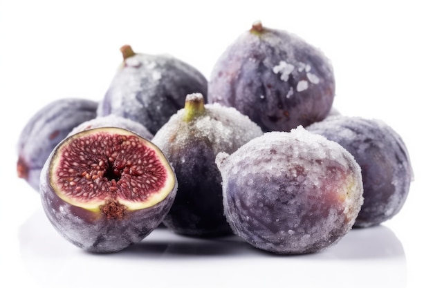 Figues congelées sur fond blanc IA générative