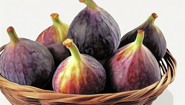 Photo des figues dans un panier sur un fond blanc