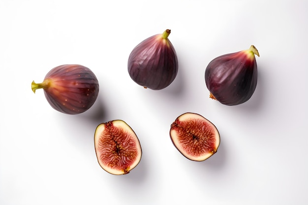 Figues sur fond blanc avec une ombre