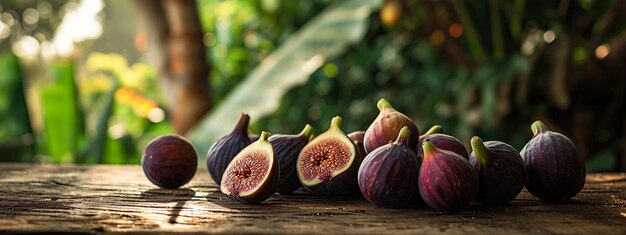 Photo figues sur un fond en bois sur un fond naturel