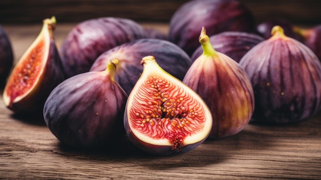 Des figues mûres sur une table en bois