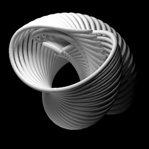 Figure abstraite de rendu 3D. Structure blanche composée d'éléments répétitifs.