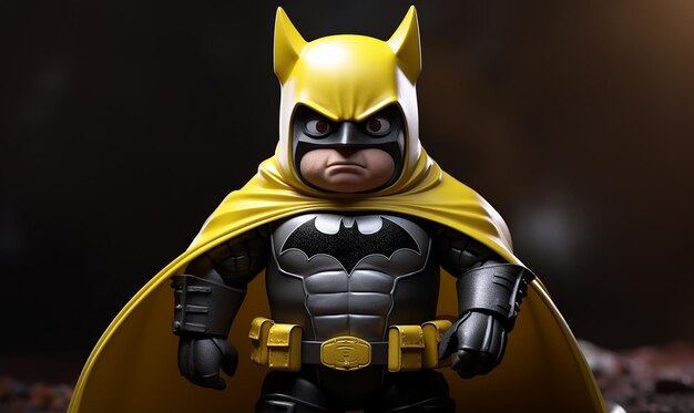 Photo une figure de batman avec une cape jaune et une cape jaune