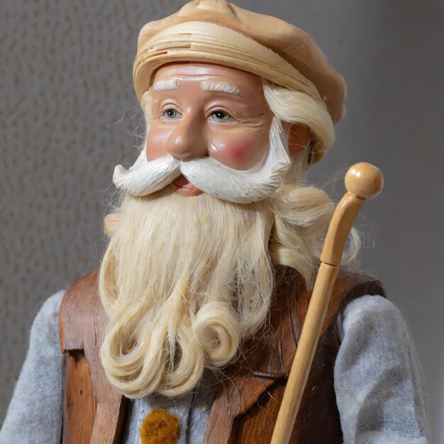 Photo une figure en bois d'un vieil homme à longue barbe