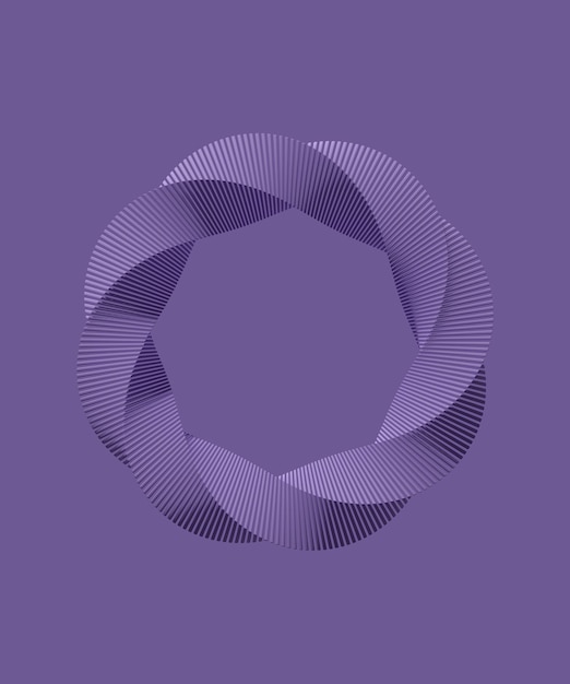 Photo figure complexe tordue abstraite forme ondulée ronde lisse fond monochrome violet rendu 3d