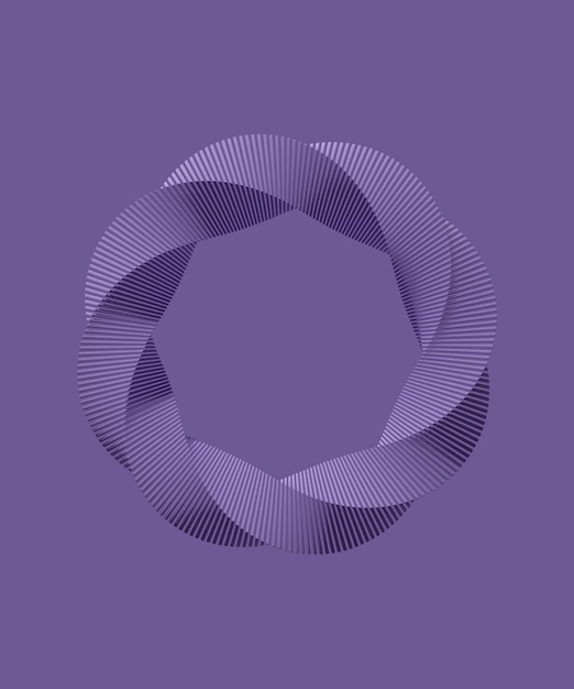 Figure complexe tordue abstraite forme ondulée ronde lisse fond monochrome violet rendu 3D