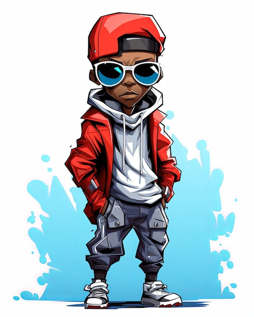 une figure de dessin animé hip hop cool design vectoriel