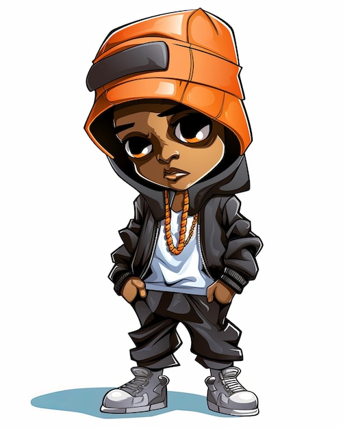 Photo une figure de dessin animé hip hop cool design vectoriel