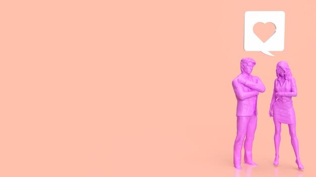 La figure de l'homme et de la femme pour le rendu 3d du concept d'amour